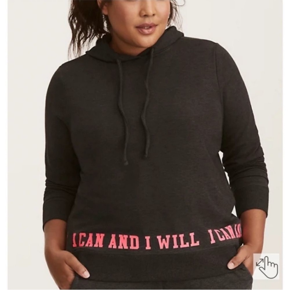 Torrid sz 2‎ Motivational Inspirational I Can I Will Hoodie Pullover Sweater 2X